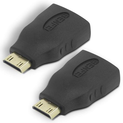 Lot de 2 adaptateurs Mini HDMI mâle vers HDMI Femelle Plaqué Or pour Raspberry Pi, Appareil Photo, caméscope, DSLR, Tablette, Carte vidéo