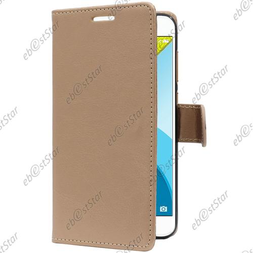 Ebeststar ® Etui Portefeuille Housse Coque Protection Folio Book Livre Pour Huawei Honor 6c Pro, Couleur Jaune / Dorée [Dimensions Precises De Votre Appareil : 147.9 X 73.2 X 7.7 Mm]