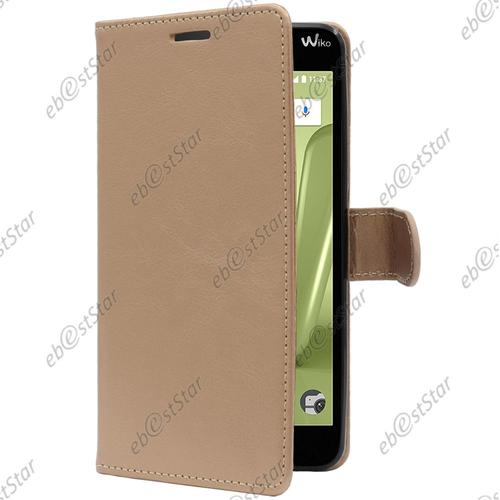 Ebeststar ® Etui Portefeuille Housse Coque Protection Folio Book Livre Pour Wiko Lenny 4 Plus, Couleur Jaune / Dorée [Dimensions Precises De Votre Appareil : 156 X 79 X 9.35 Mm, Écran 5.5'']