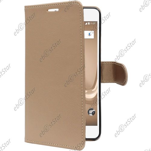 Ebeststar ® Etui Portefeuille Housse Coque Protection Folio Book Livre Pour Wiko Tommy 2 Plus, Couleur Jaune / Dorée [Dimensions Precises De Votre Appareil : 155.3 X 76.8 X 8.9 Mm, Écran 5.5'']