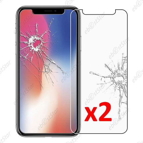 Ebeststar ® Lot X2 Film Protection Écran Verre Trempé Protecteur Tout Écran Pour Apple Iphone X 5.8", Iphone 10 [Dimensions De Votre Appareil : 143.6 X 70.9 X 7.7 Mm, Écran 5.8''] [Note Importante Lire Description]