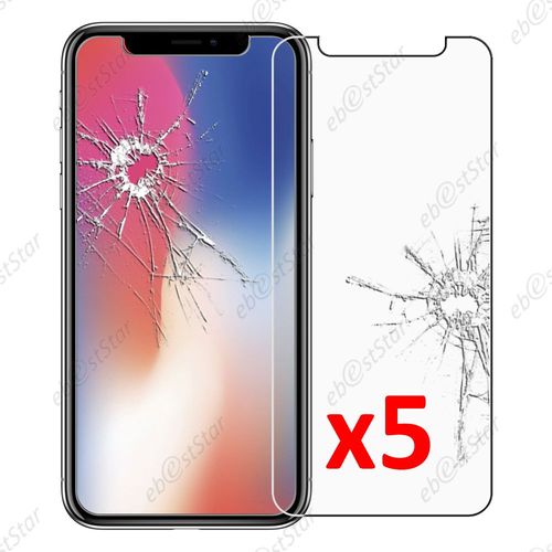 Ebeststar ® Lot X5 Film Protection Écran Verre Trempé Protecteur Tout Écran Pour Apple Iphone X 5.8", Iphone 10 [Dimensions De Votre Appareil : 143.6 X 70.9 X 7.7 Mm, Écran 5.8''] [Note Importante Lire Description]
