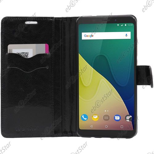 Ebeststar ® Housse Portefeuille Coque Etui Protection Folio Pour Wiko View Xl, Couleur Noir [Dimensions De Votre Appareil : 158.1 X 76.5 X 8.2 Mm]