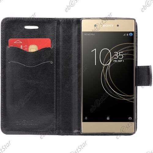 Ebeststar ® Housse Portefeuille Coque Etui Protection Folio Pour Sony Xperia Xa1 Plus, Xa1 Plus Dual, Couleur Noir [Dimensions De Votre Appareil : 155 X 75 X 8.7 Mm]