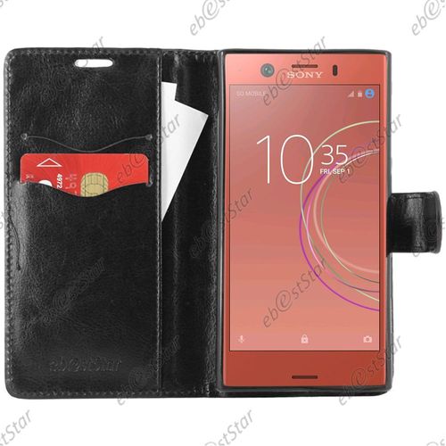 Ebeststar ® Housse Portefeuille Coque Etui Protection Folio Pour Sony Xperia Xz1 Compact, Couleur Noir [Dimensions De Votre Appareil : 129 X 64 X 9.3 Mm, Écran 4.6'']