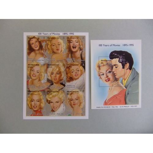 Montserrat 1995 Centenario Del Cine Marilyn Monroe Y Elvis Presley Yvert 884 / 852 +Bloc 66 ** Mnh