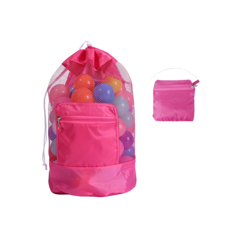 Grand Sac En Maille, Rangement De Jouets De Plage Sac En Filet Pliant Sac À Dos Pour Natation Voyage De Plage, Jouets Pas Inclus (Rose)