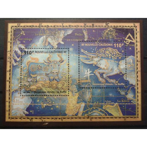 Bloc Feuillet 2 Timbres Nouvelle-Calédonie 2009 Yvert Et Tellier Bf N°40 Horoscope Chinois Le Buffle Neuf**