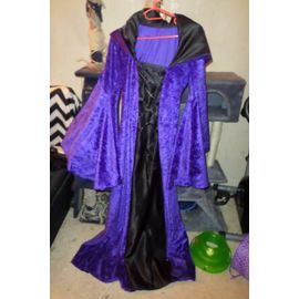 Robe Gothique Medievale En Satin Et Velours Noire Et Violette