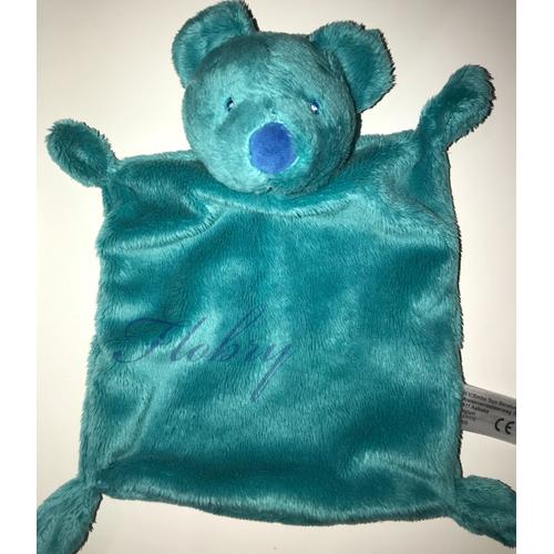 Doudou Ours Kiabi Bleu Vert Petrole Simba Toys Benelux Ourson Jouet Bebe Blankie Baby Soft Toys Comforter Blue Green Teddy Bear