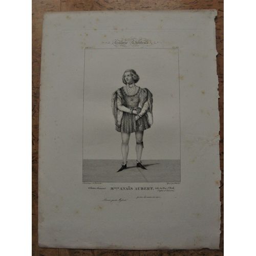 Gravure Ancienne Lacauchie 19° Mlle Anaïs Aubert Comédienne Théâtre Français