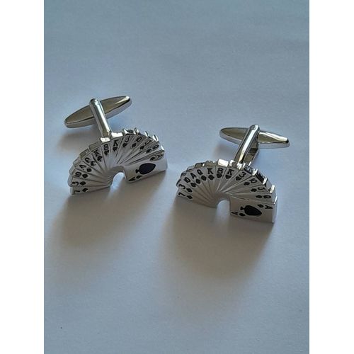 Boutons De Manchettes En Forme De Jeu De Cartes De Couleurs Argent Et Noire Pour De L'élégance Et Du Style ...