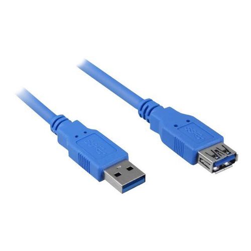 Sharkoon - Rallonge de câble USB - USB type A (M) pour USB type A (F) - USB 3.0 - 1 m - bleu