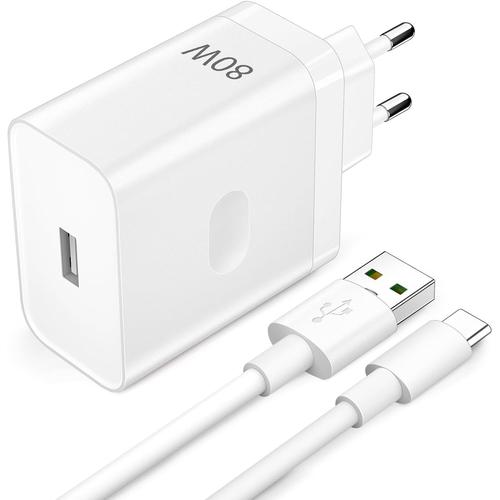 80W Chargeur Rapide avec Câble USB C 1m pour Oppo SUPERVOOC Charge,SUPERVOOC Chargeur Secteur pour Oppo Find X5 Pro X5 X3 Neo X3 Pro Reno10 Pro Reno 8 Pro 7 Pro Reno 8T A54 A57 Oneplus 11 10T Nord 2T