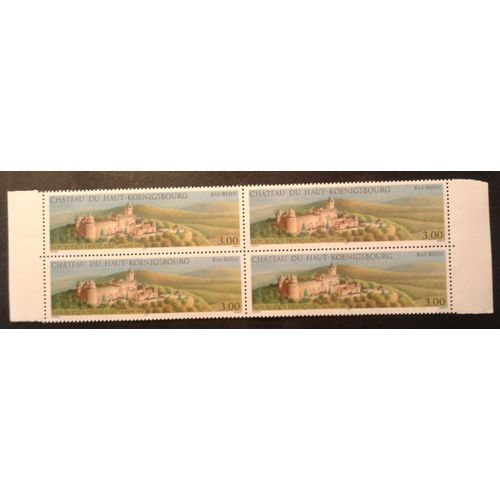 Bloc De 4 Timbres Double Bord De Feuille France 1999 Yvert Et Tellier N°3245 Château Du Haut-Koenigsbourg Bas-Rhin Neuf**