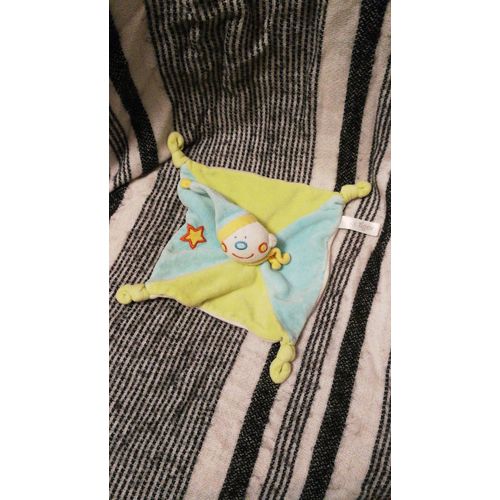 Doudou Plat Clown Vert Bleu Tigex