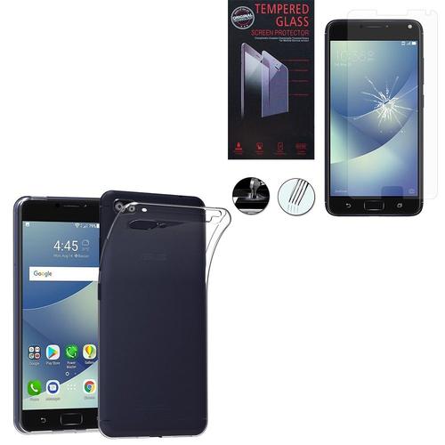 Coque Silicone Pour Asus Zenfone 4 Max/ Max Pro/ Max Plus Zc554kl 5.5" Gel Ultraslim Et Ajustement Parfait - Transparent+ 1 Film Verre Trempé