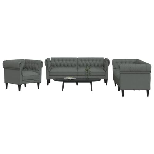 Vidaxl Ensemble De Canapés 3 Pcs Gris Foncé Tissu