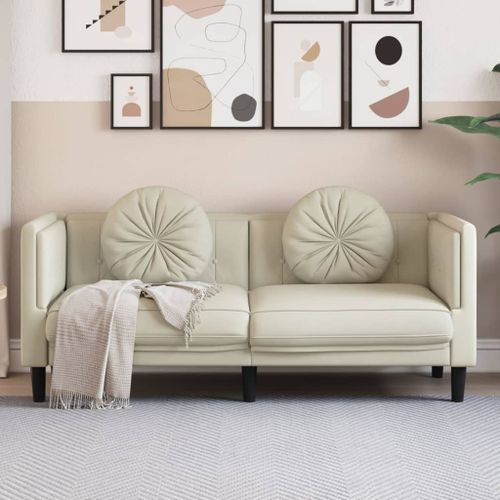 Vidaxl Canapé Avec Coussins 2 Places Crème Velours
