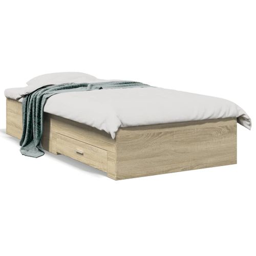 Vidaxl Cadre De Lit Avec Tiroirs Sans Matelas Chêne Sonoma 100x200 Cm