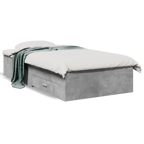 Vidaxl Cadre De Lit Avec Tiroirs Sans Matelas Gris Béton 100x200 Cm