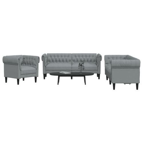 Vidaxl Ensemble De Canapés 3 Pcs Gris Clair Tissu
