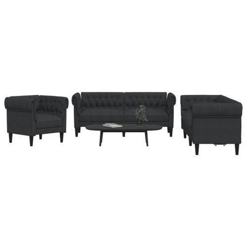 Vidaxl Ensemble De Canapés 3 Pcs Noir Tissu