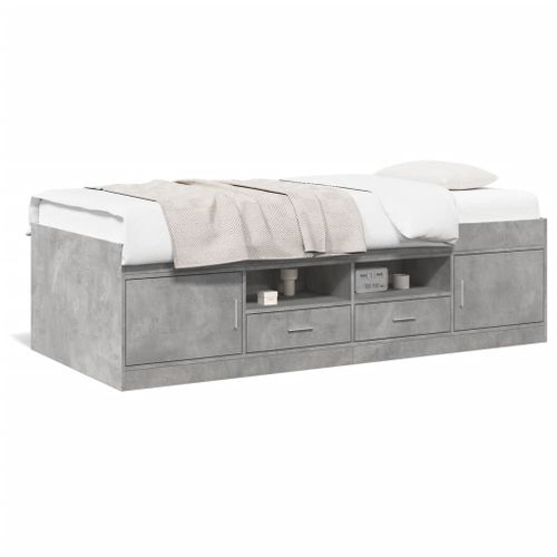 Vidaxl Lit De Jour Et Tiroirs Gris Béton 90x200 Cm Bois D'ingénierie