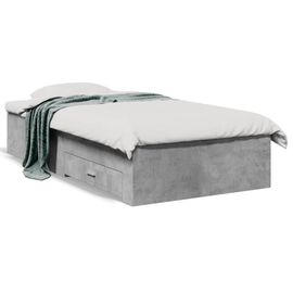 Vidaxl Cadre De Lit Avec Tiroirs Sans Matelas Gris Béton 90x190 Cm