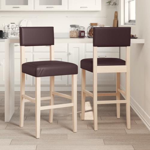 Vidaxl Chaises De Bar Lot De 2 Bois Massif D'hévéa Et Similicuir