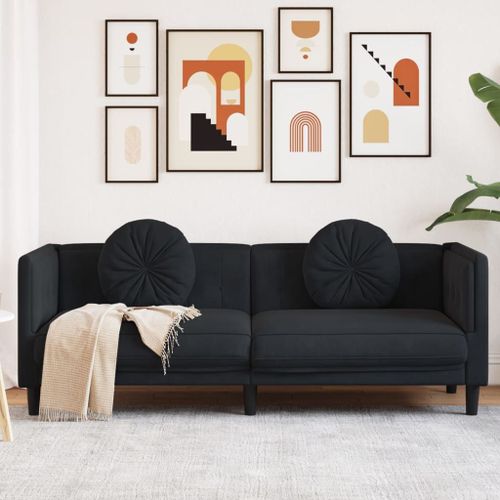 Vidaxl Canapé Avec Coussins 3 Places Noir Velours
