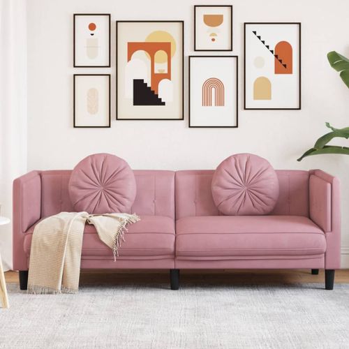 Vidaxl Canapé Avec Coussins 3 Places Rose Velours