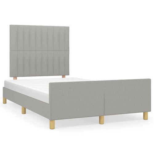 Vidaxl Cadre De Lit Avec Tête De Lit Gris Clair 120x190 Cm Tissu