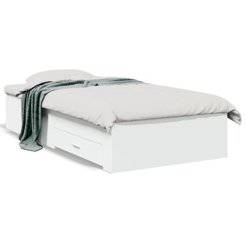 Vidaxl Cadre De Lit Avec Tiroirs Sans Matelas Blanc 100x200 Cm
