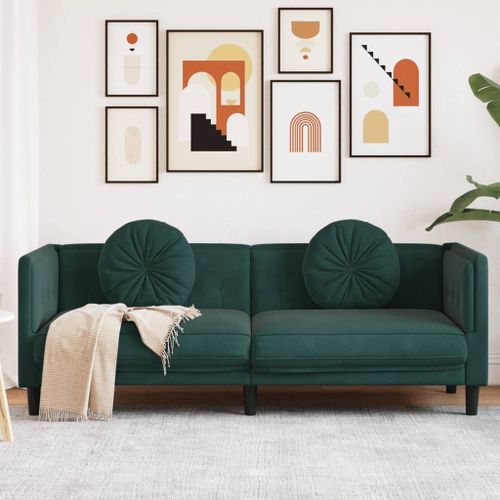 Vidaxl Canapé Avec Coussins 3 Places Vert Foncé Velours