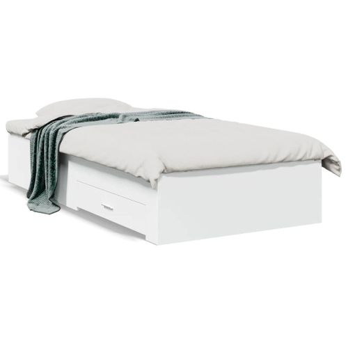 Vidaxl Cadre De Lit Avec Tiroirs Sans Matelas Blanc 90x190 Cm