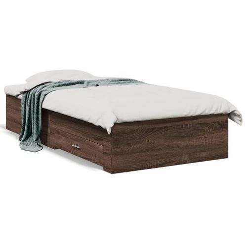 Vidaxl Cadre De Lit Avec Tiroirs Sans Matelas Chêne Marron 100x200 Cm