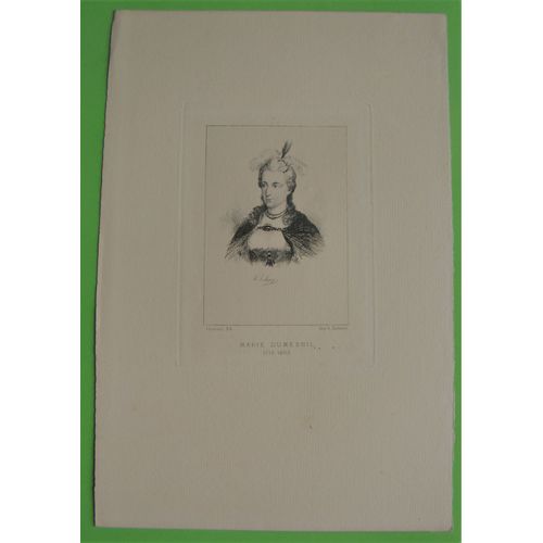 Gravure Ancienne 19° Marie Dumesnil Actrice Théatre Papier Vergé