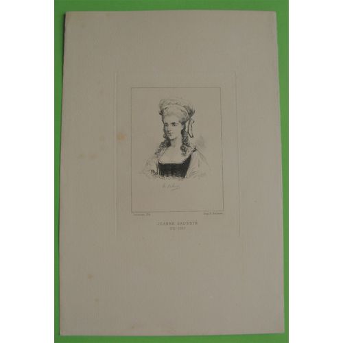 Gravure Ancienne 19° Jeanne Gaussin Papier Vergé