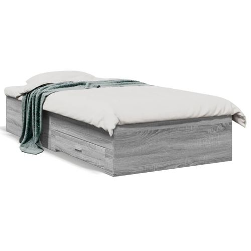 Vidaxl Cadre De Lit Avec Tiroirs Sans Matelas Sonoma Gris 100x200 Cm