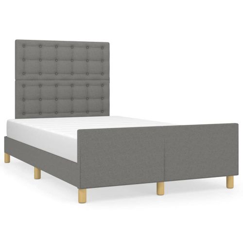 Vidaxl Cadre De Lit Avec Tête De Lit Gris Foncé 120x190 Cm Tissu