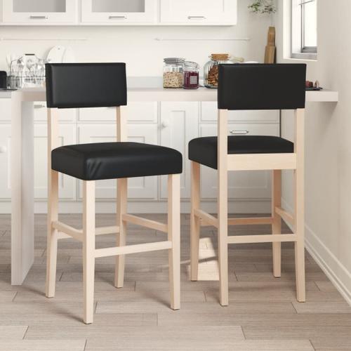 Vidaxl Chaises De Bar Lot De 2 Bois Massif D'hévéa Et Similicuir