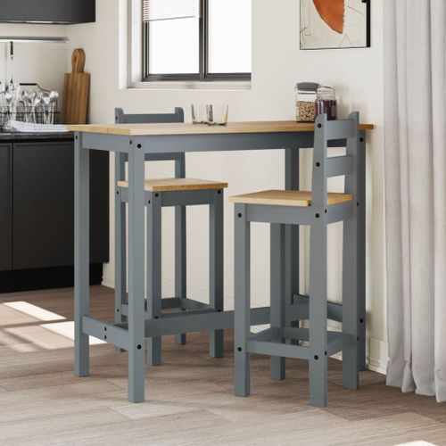 Vidaxl Chaises De Bar Lot De 2 Gris Bois De Pin Solide