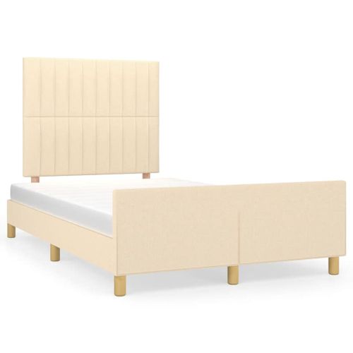 Vidaxl Cadre De Lit Avec Tête De Lit Crème 120x190 Cm Tissu