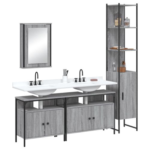 Vidaxl Ensemble De Meubles De Salle De Bain 4 Pcs Sonoma Gris