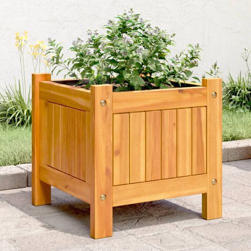 Vidaxl Jardinière Avec Doublure 31x31x30 Cm Bois Massif D'acacia