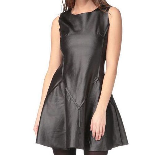 By Monshowroom - Robe Patineuse Courte En Cuir Synthétique Sans Manche Taille L
