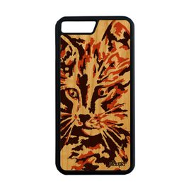 Coque Iphone 8 Plus Bois Silicone Chat Marron Antichoc Mignon Telephone De Iphone 8 Plus