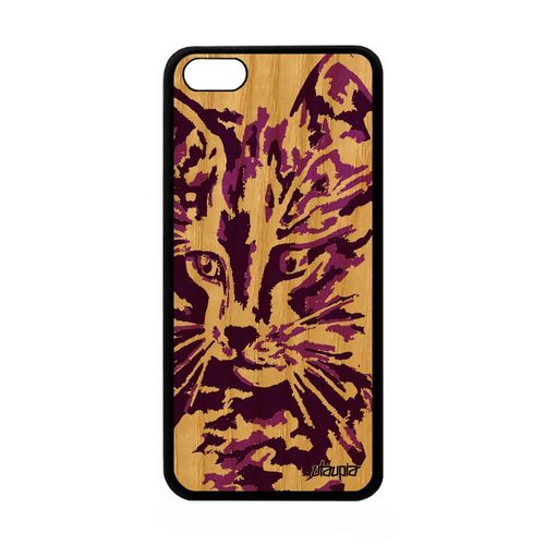 Coque Pour Iphone 5c Bois Silicone Chat Felin Mignon Rose Antichoc Cover A Apple Iphone 5c