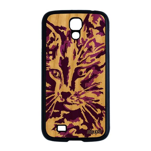 Coque Bois S4 Silicone Chat Rose Swag Art Petit Felin Couleur Gel Samsung Galaxy S4